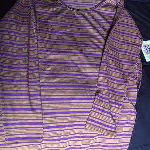 LuLaRoe Lynnae XL Color is rust and purple stripes